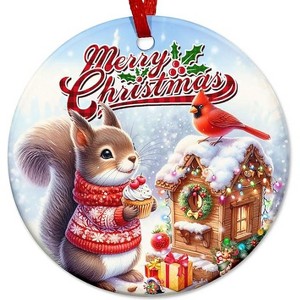 Lomsoe Christmas Ornament Merry Christmas Ceramic Ornament Tree Holiday Decor Animal Christmas Gift 3x3 Inch - 1 of 1
