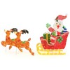 Costway Lighted Christmas Santa Claus with Reindeer LED Lights 12 Ground Stakes Cable Tiers - 2 of 4