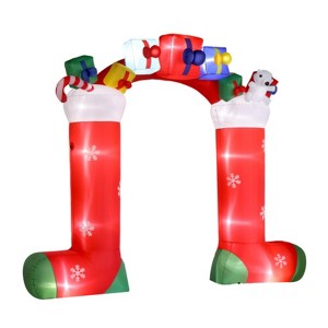 SEVOBAL Inflatable Holiday Decorations 9ft Christmas Sock Arch Holiday Arch Decoration Outdoor Christmas Inflatables, Red, 131.1"*24.8"*108.66" - 1 of 4