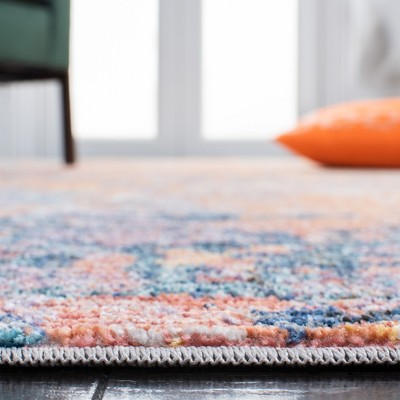 Crystal Gold and Blue Abstract Rectangular Area Rug