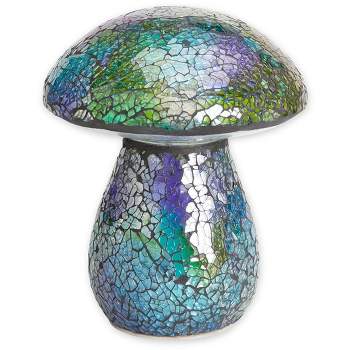 Plow & Hearth Glass Mosaic Mushroom Lawn Ornament Blue