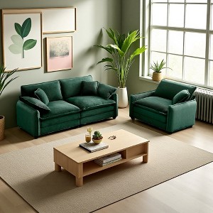 2-Piece Corduroy 1+3 Sofa Set with Flexible Combination - 1 of 4