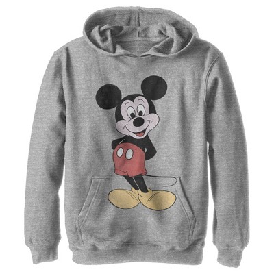 Boy's Disney Mickey Mouse Classic Cartoon Smile Pull Over Hoodie - Athletic  Heather - Large