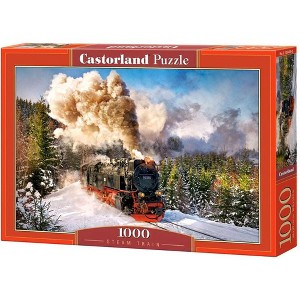 1000 Piece Jigsaw Puzzle, Steam Train, Mountain Train, Locomotive Puzzle, Adult Puzzle, Castorland C-103409-2 - 1 of 4