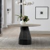 Round Revival Concrete/Oak Dining Table Gray - Armen Living: Tapered Black Brushed Oak Base, Seats 4 - 2 of 4