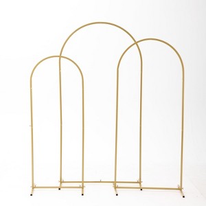 Wedding Backdrop Stand Metal Balloon Arch Stand for Party and Ceremony,Arched,Gold - 1 of 4