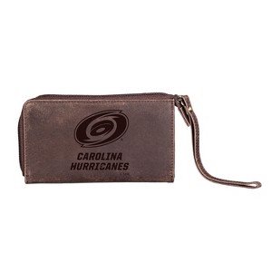 Evergreen NHL Carolina Hurricanes Brown Leather Women's Wristlet Wallet Officially Licensed with Gift Box - 1 of 1