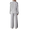 Women's Fall Casual 2 Piece Outfits Lounge Sets Long Sleeve High Neck Pullover Top Wide Leg Pants Sets - 3 of 4