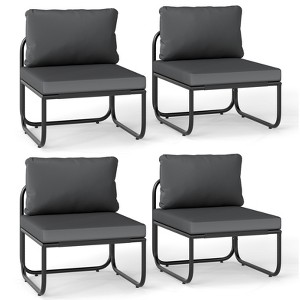 Tangkula Patio Chairs Set of 4 w/ Removable Cushions Heavy Duty Metal Frame Poolside - 1 of 4