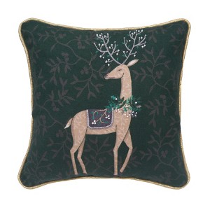 C&F Home Emerald Reindeer Small Petite Throw Pillow - 1 of 3