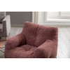 Airsurfer Soft Teddy Fabric Tufted Foam Bean Bag Chair With Teddy Fabric Bean Paste Red - 3 of 4
