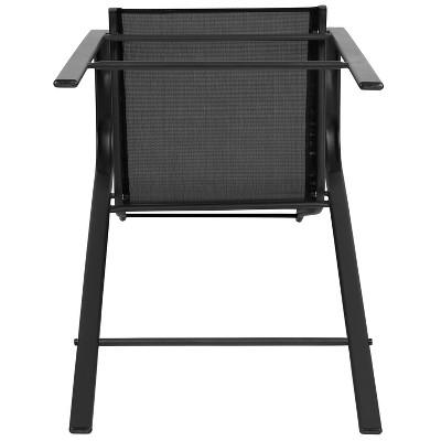 Brazos Black Outdoor Barstool Pair with Flex Comfort and Metal Frame