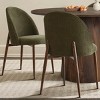 Modern Round Dining Set with Walnut Finish, 46" Pedestal Table and 4 Comfortable Curved Back Upholstered Chairs-Maison Boucle - 2 of 4