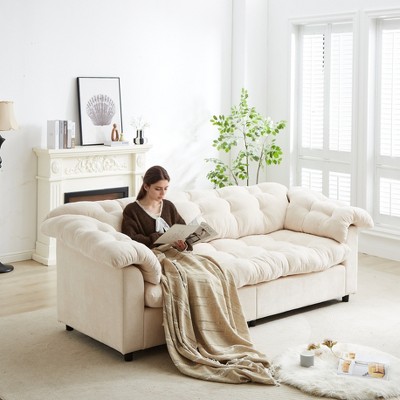 99.2"W Modern Deep Seat Chenille Sofa, Ultra-Soft Cloud-Inspired Sofa Couch for Living Room, Bedroom and Apartment - ModernLuxe