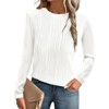 Women Fall Casual Long Sleeve Textured Knit Shirt Round Neck Casual Fashion Top Blouse - 3 of 4