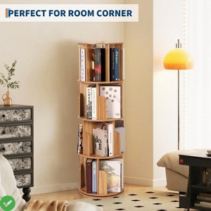 Wooden Rotating Bookshelf 4-Tier 360¡ã Display Floor-Standing Bookcase Multi-Functional Storage Organizer - 1 of 4