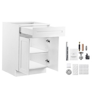 VEVOR Shaker Base Cabinet with Drawer, 24-Inch Unassembled Drawer Base Cabinet, 24" W x 24" D x 34.5" H Ready to Assemble Cabinet, White - 1 of 4