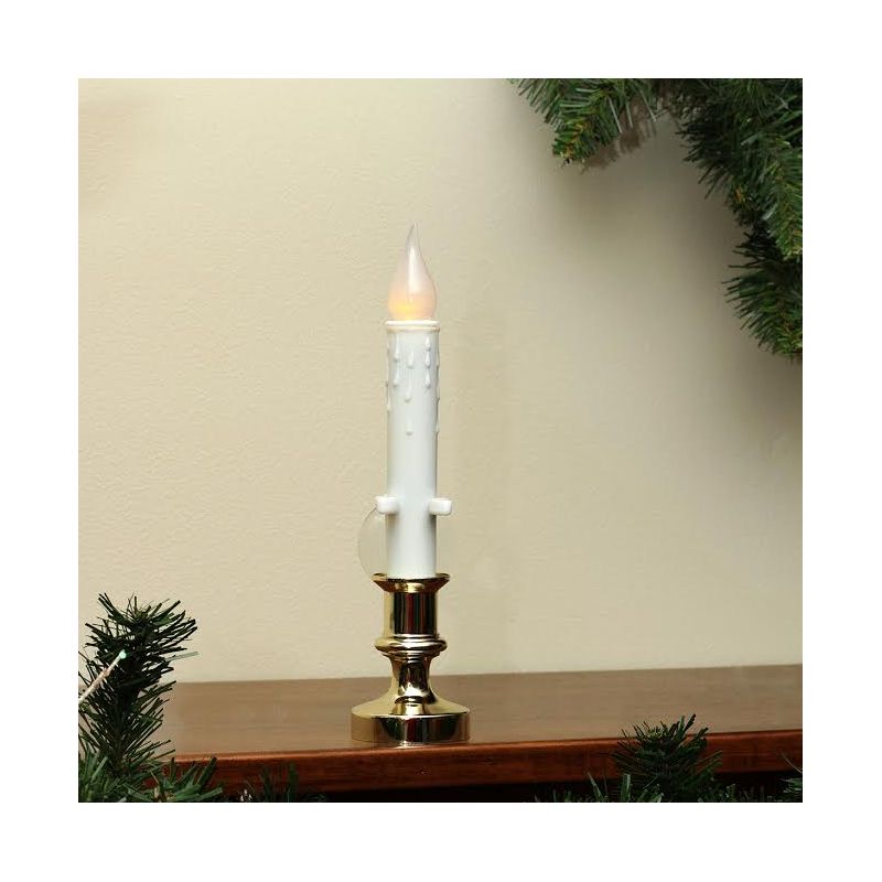 Northlight 8.5" Pre-Lit White and Gold LED Flickering Window Christmas Candle Lamp, 2 of 4