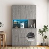 CENGHU Kitchen Pantry Cabinet with Charging Station,Freestanding Kitchen Hutch with Microwave Stand, for Kitchen,Living Room,Dinning Room - 3 of 4