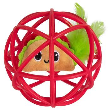 Quirky Kitty Real Mouse Sound Taco Tuesday Ball of Furry Fury Cat Toy - Red