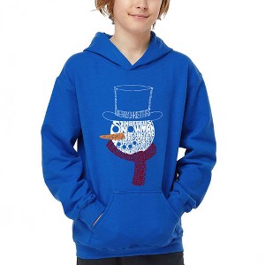 LA Pop Art Snowman Face - Boy's Word Art Hooded Sweatshirt - 1 of 4