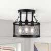 Industrial Style Semi-Recessed Ceiling Light, Black Lantern, Vintage Metal Mesh Drum Fixture for Kitchen, Hallway - 3 of 4