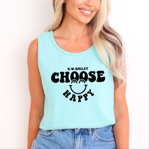Simply Sage Market S.W.Smiley Choose Happy Bold Smiley Face Garment Dyed Tank - 1 of 4
