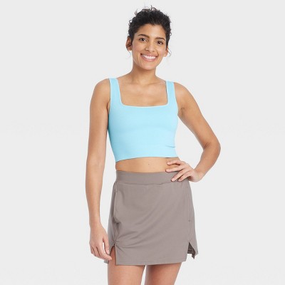 Women's Seamless Square Neck Crop Tank Top - All In Motion™ Light Blue M :  Target