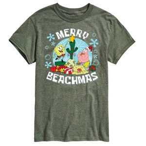 Men's - SpongeBob SquarePants - Merry Beachmas Patrick and Spongebob Short Sleeve Graphic T-Shirt - 1 of 4