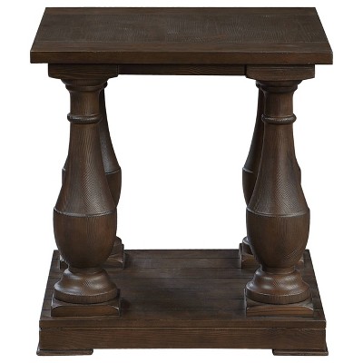 Walden Transitional Square Coffee Brown Wood End Table with Shelf