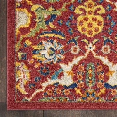Bohemian Bliss Red Multicolor Floral Synthetic 5'3" x 7'3" Area Rug