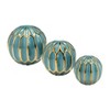 Sagebrook Home Set of 3 Decorative Orbs - Contemporary Turquoise and Gold Round Orb Decor - Ceramic Home or Office Table - 4 of 4