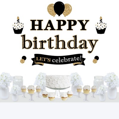 Big Dot of Happiness Adult Happy Birthday - Gold - Peel and Stick Birthday Party Decoration - Wall Decals Backdrop