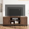 TV Stand for 75inch, Farmhouse Entertainment Center with Sturdy Metal Leg & 2 Open Shelves, Wooden TV & Media Console Cabinet - 4 of 4