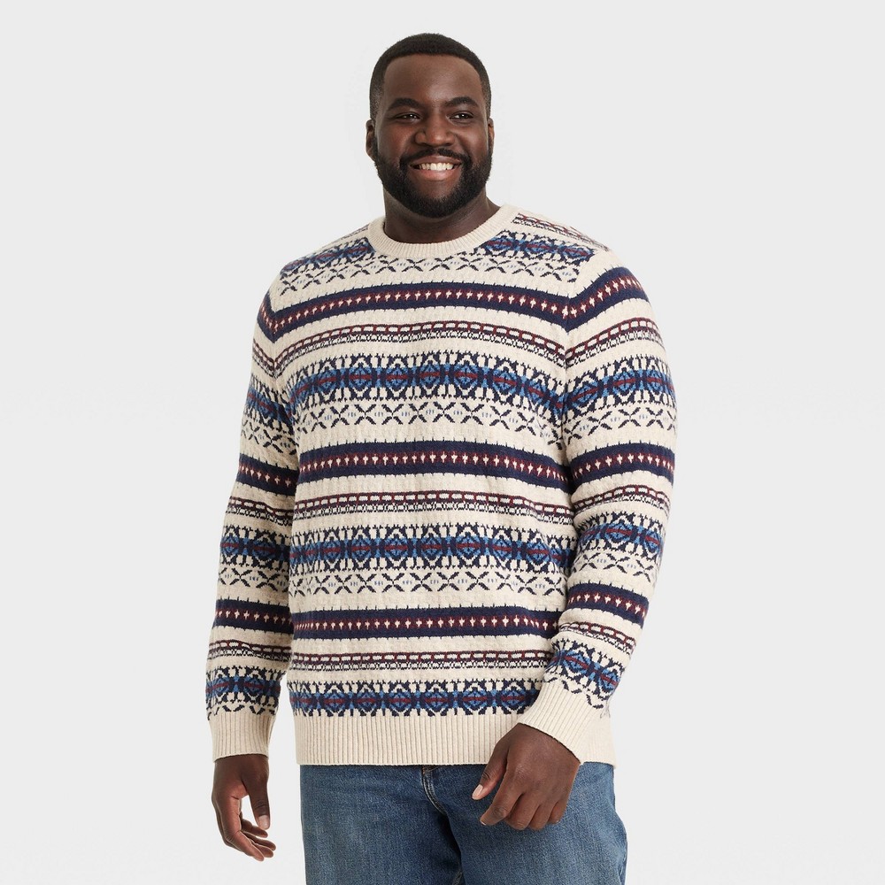 Men's Big & Tall Fair Isle Crewneck Pullover Sweater - Goodfellow & Co™ Cream 4XLT