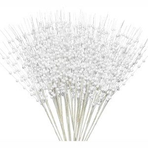 Joyfy Christmas Tree Decoration, 24 Pcs Christmas Tree Berry Stem, Glittery Twigs Decorative Bead Sticks for Christmas Tree, White/Gold - 1 of 4