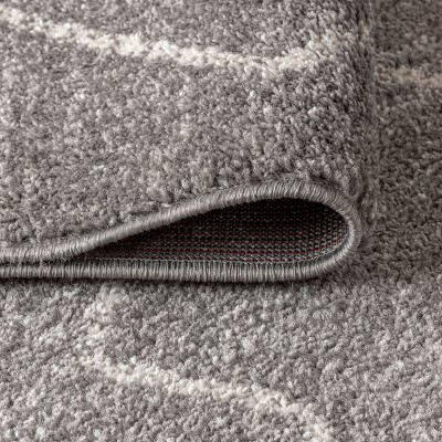 Modern Moroccan Beni Souk 4' x 6' Braided Edge Rug in Gray and Cream