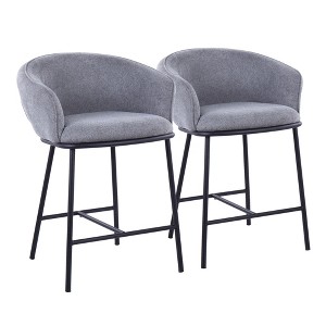 24" Fabric Contemporary Counter Stool with Padded Seat and Metal Frame for Kitchen or Dining Area, Set of 2 - 1 of 4