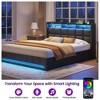 Greenstell Upholstered Lift Storage Bed with LED Lights & Charging Station, Modern Platform Bed, Heavy Duty Wooden Slats - 3 of 4