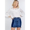 Slickblue Floral Lace Blouse, Women's Mesh Yoke Top with Tie-Back Bell Sleeves, Casual Style, S - 2 of 4