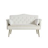Cream White Velvet Loveseat Sofa - 2 of 4