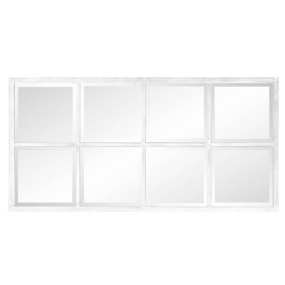 White Washed Rectangular Bronze and Silver Wall Mirror