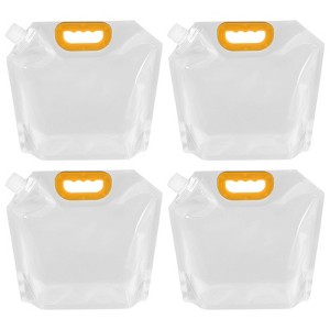 Unique Bargains Camping Hiking Plastic Collapsible Water Container Bags 4 Pcs - 1 of 4