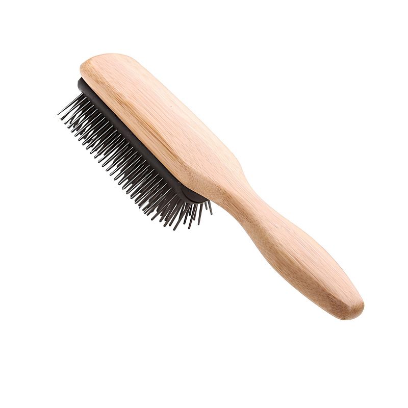 Bass Brushes Style & Detangle Hair Brush Premium Bamboo Handle with Professional Grade Nylon Pin 9 Row Black, 4 of 5