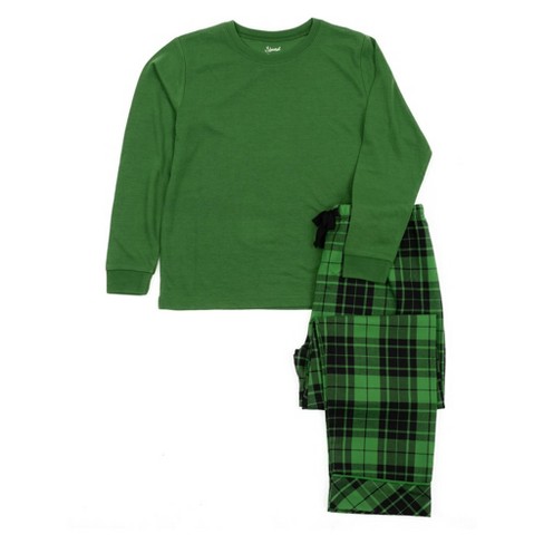 Leveret Kids Christmas Pajamas Poly Top And Flannel Pants Plaid Black And  Green 4 Year : Target