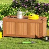 Tangkula 58 Gallon Wood Deck Box 3-in-1 Patio Storage Bench Stool w/ Flip Top for Cushions - 2 of 4