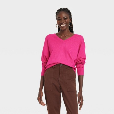 Women's Fine Gauge V-Neck Sweater - A New Day™