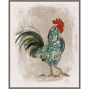 23" x 28" Dandy Rooster by Shanda Louis Framed Canvas Wall Art Print - Amanti Art: Modern Farmhouse Decor, Animal Lithograph - 1 of 4