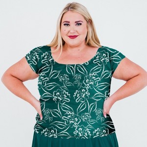 Calypsa Women's Plus Size Cap Sleeve UPF 50+ Zoey Crop Swim Top - 1 of 4