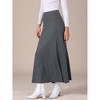 INSPIRE CHIC Women's High Waisted Solid Stretch Comfy Stylish Flowy Flare Casual Maxi Skirts - 2 of 4